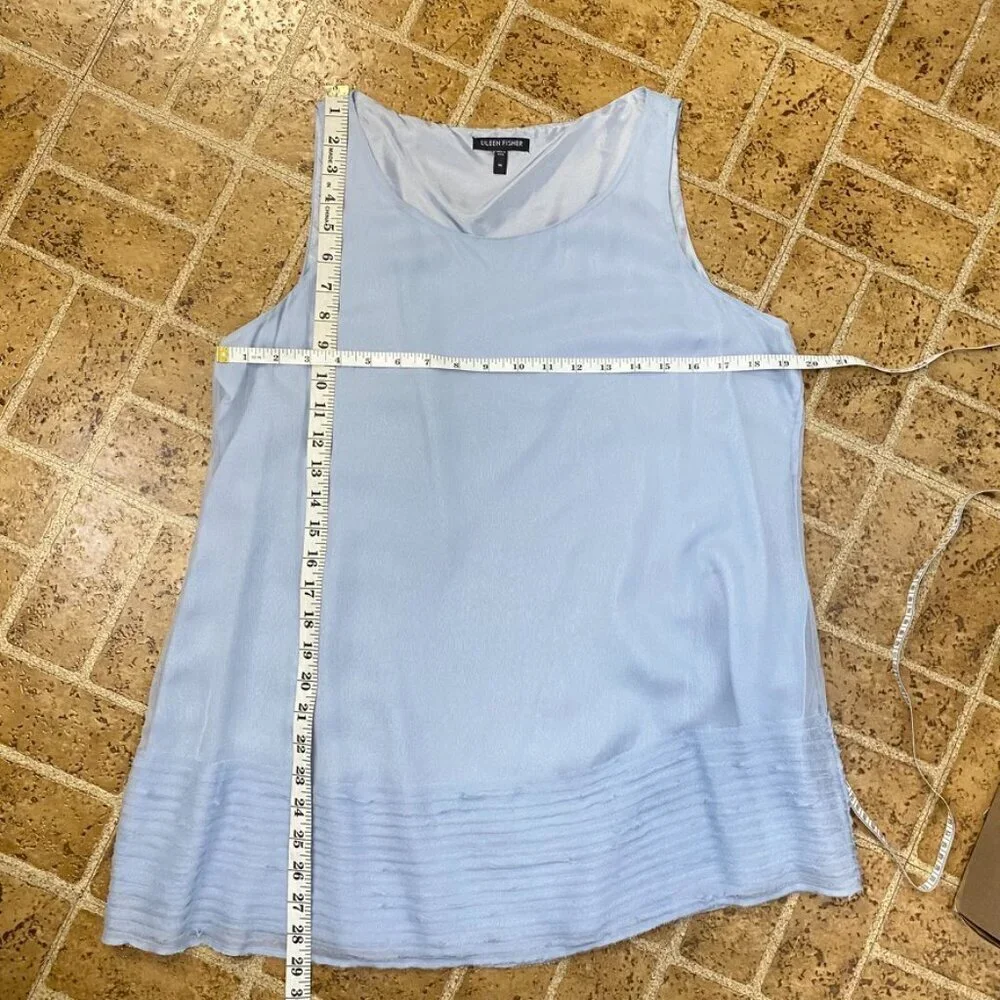 Eileen Fisher Blue Two Piece Set Silk Tank and Cardigan